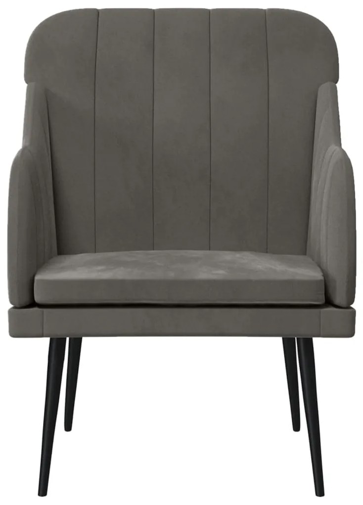 Cadeira c/ apoio de braços 63x76x80 cm veludo cinzento-escuro