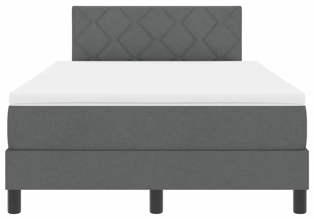 Cama Box com Colchão &amp; LED Cinza Escuro 120x190 cm Tecido