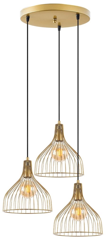 Candeeiro de Teto Cafu – Dourado Brilhante – 49 x 49 x 121 cm