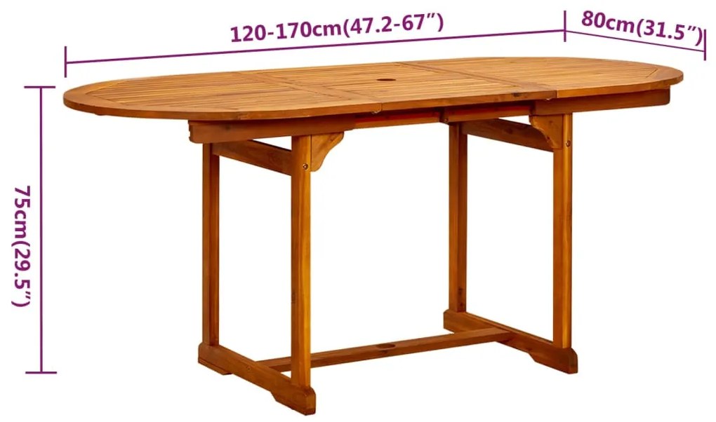 7 pcs conjunto de jantar para jardim madeira de acácia maciça