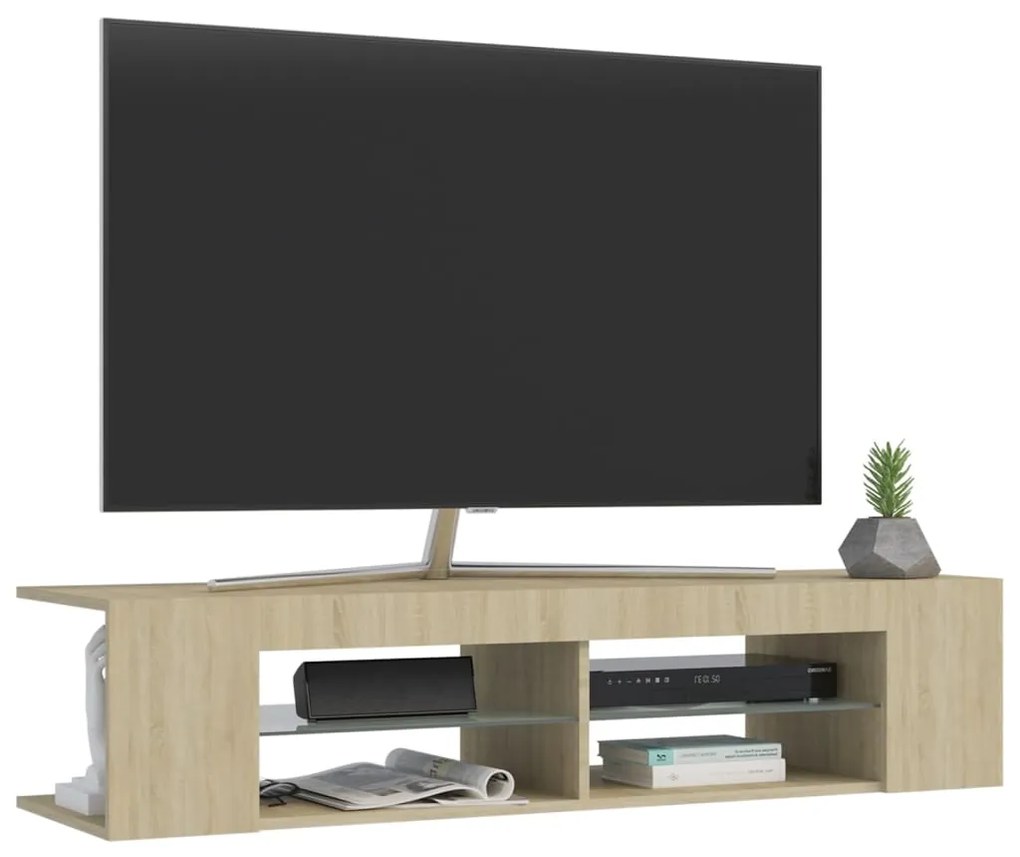 Móvel de TV com luzes LED 135x39x30 cm carvalho sonoma