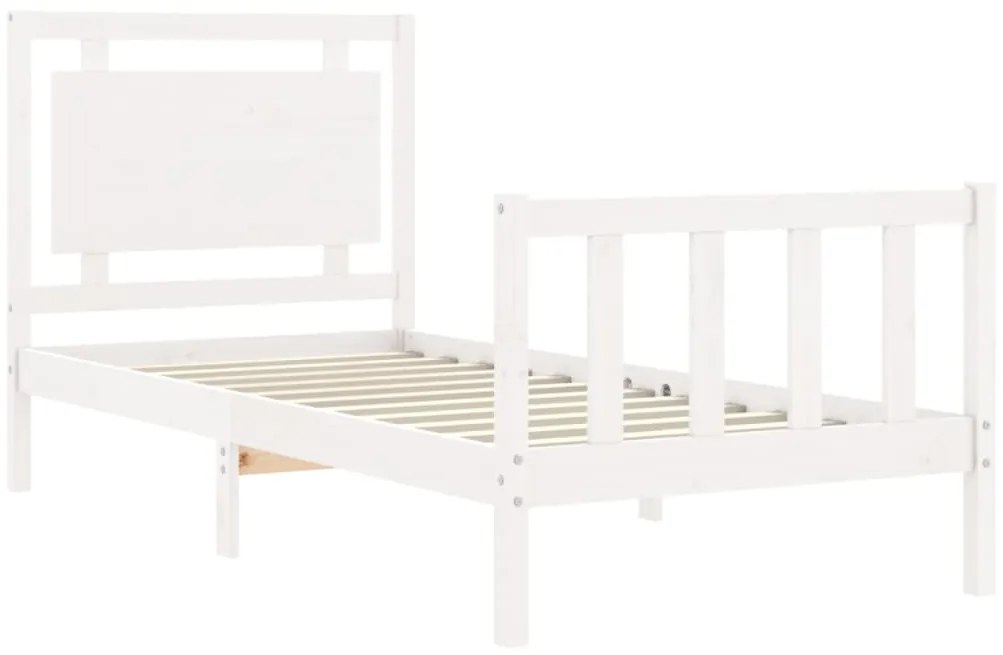 Cama sem colchão 90x200 cm madeira de pinho maciça branco