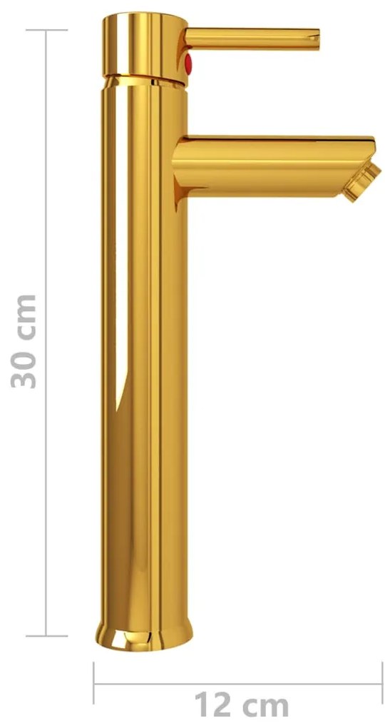 Torneira misturadora para casa de banho 12x30 cm dourado