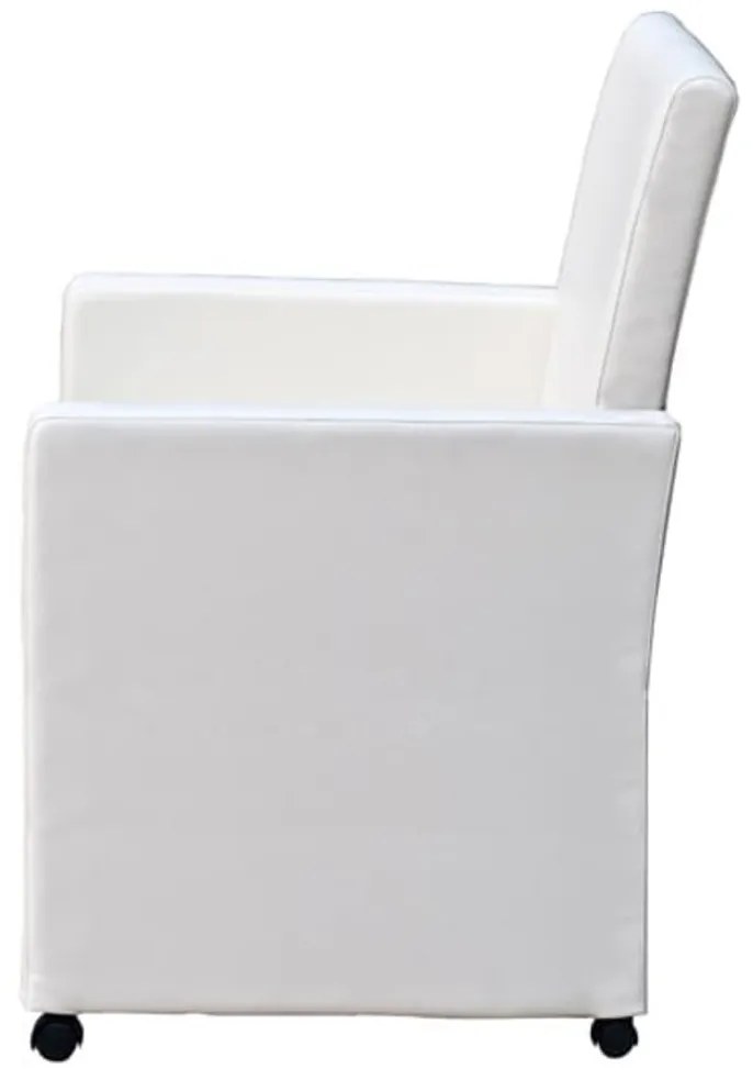 Cadeiras de jantar 2 pcs couro artificial branco