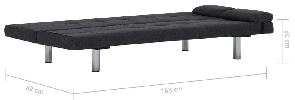 Sofá Cama Vivian - Cor Cinzento Escuro - Em Tecido, Estrutura em Madei
