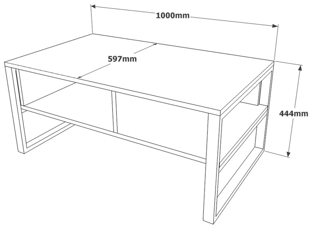 Mesa de Centro ML34 – Prateada – 100 cm x 44,4 cm x 59,7 cm