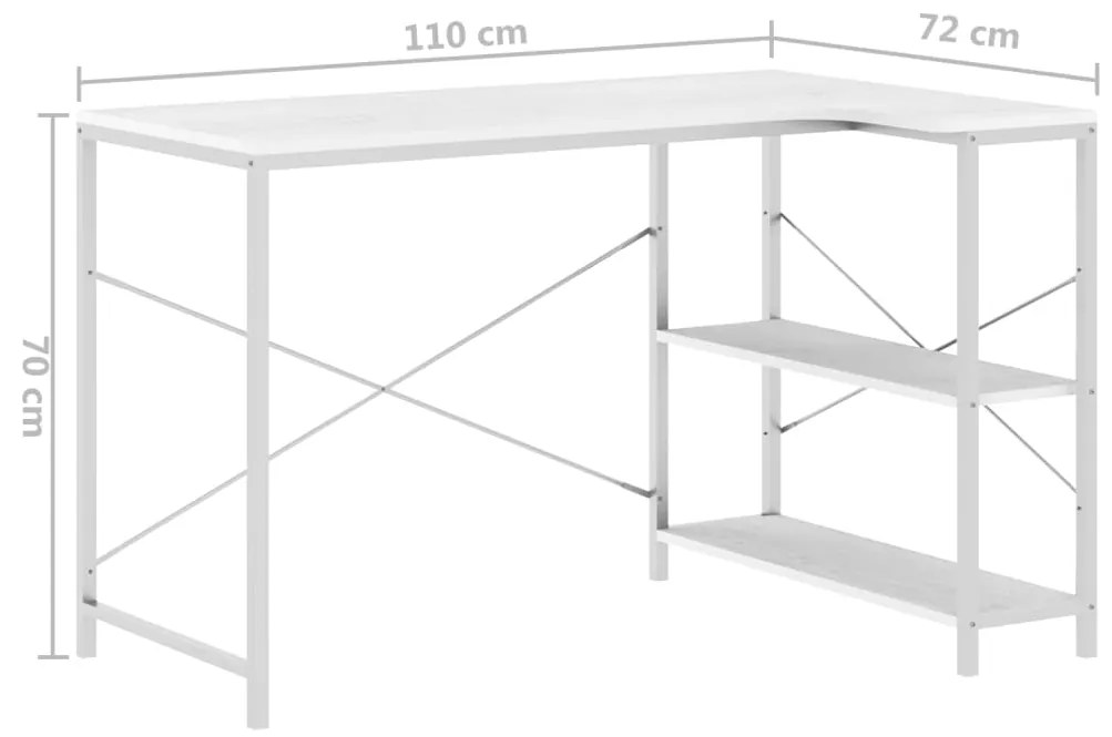 Secretária de computador 110x72x70 cm aglomerado branco