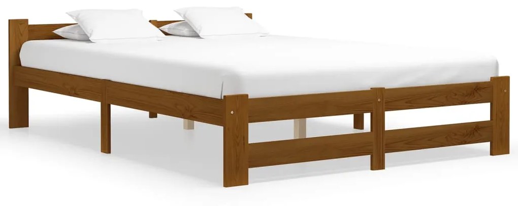 vidaXL Estrutura de cama 140x200 cm madeira pinho maciço castanho mel