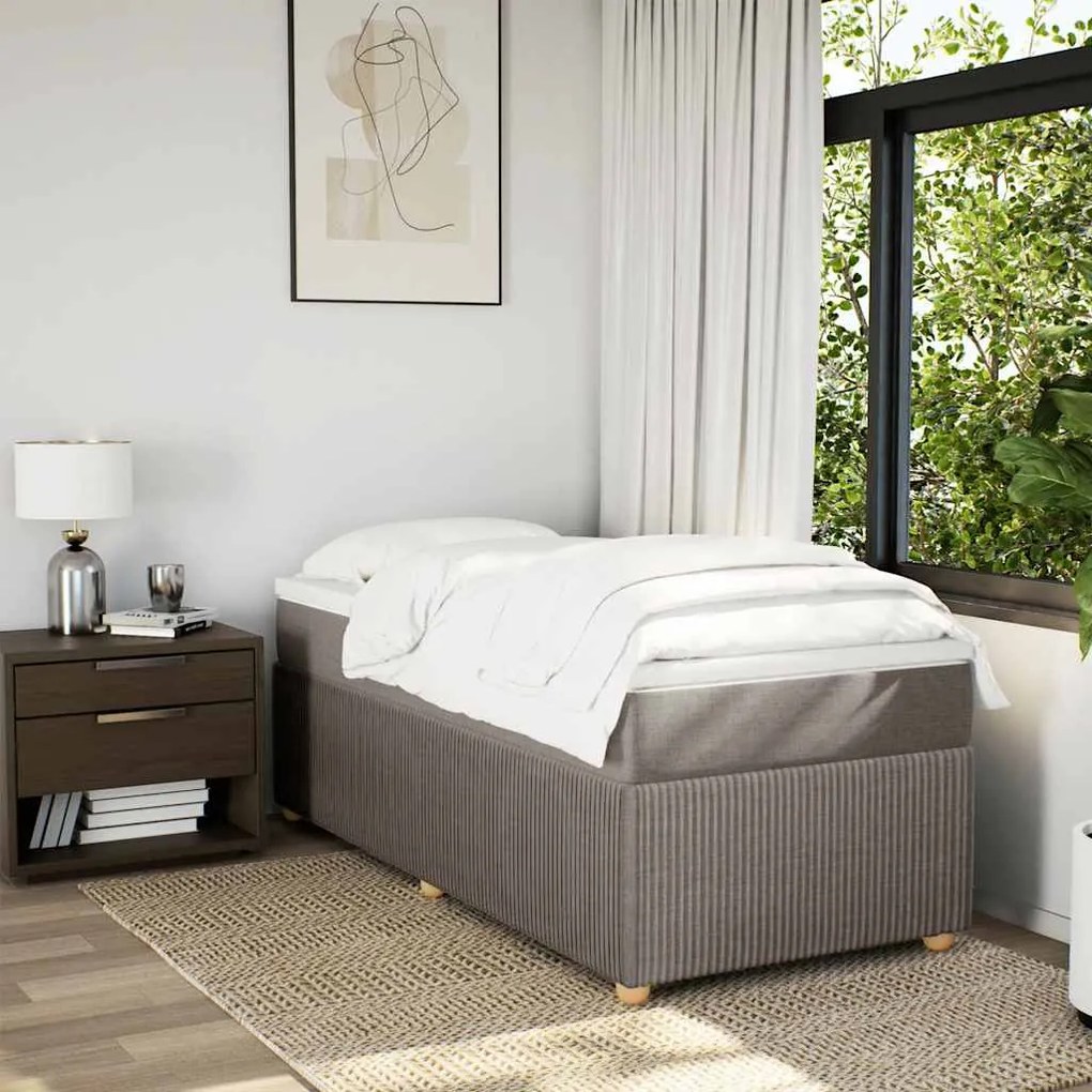 Cama com molas/colchão 100x200 cm tecido cinza-acastanhado