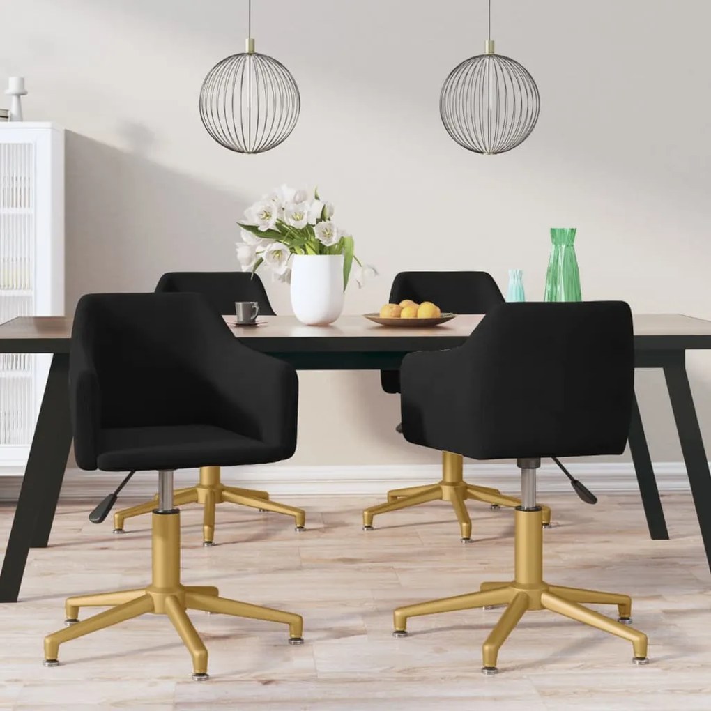 vidaXL Cadeiras de jantar giratórias 4 pcs veludo preto