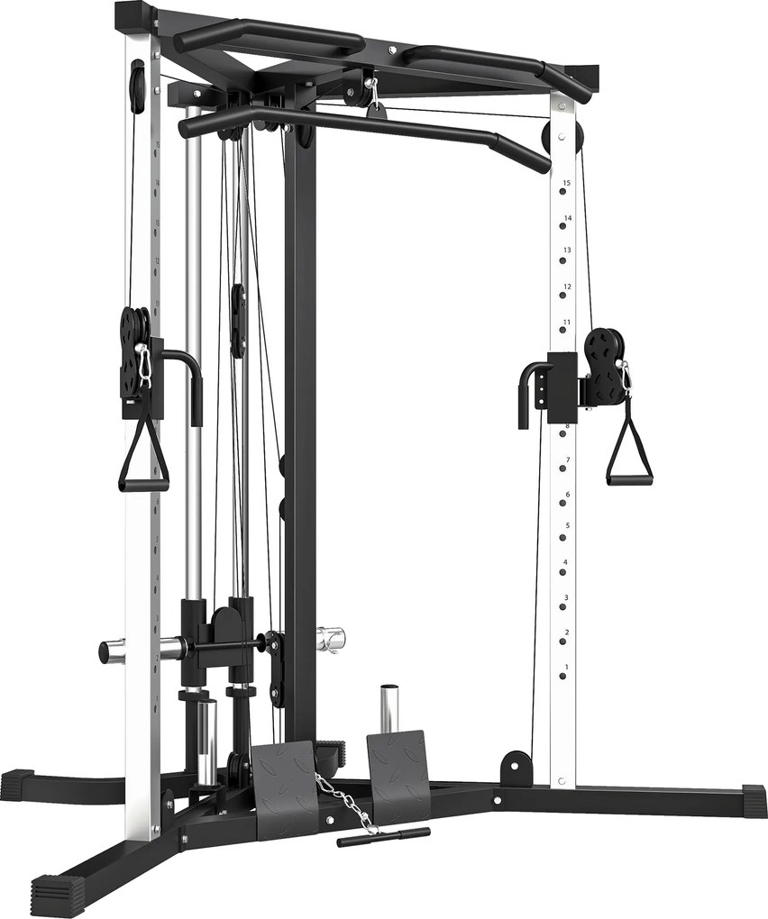 SPORTNOW Máquina Multi de Musculação Estação para Treino de Ombros Braços com Placas de Pesos de 100 kg 170x139x200 cm Preto | Aosom Portugal