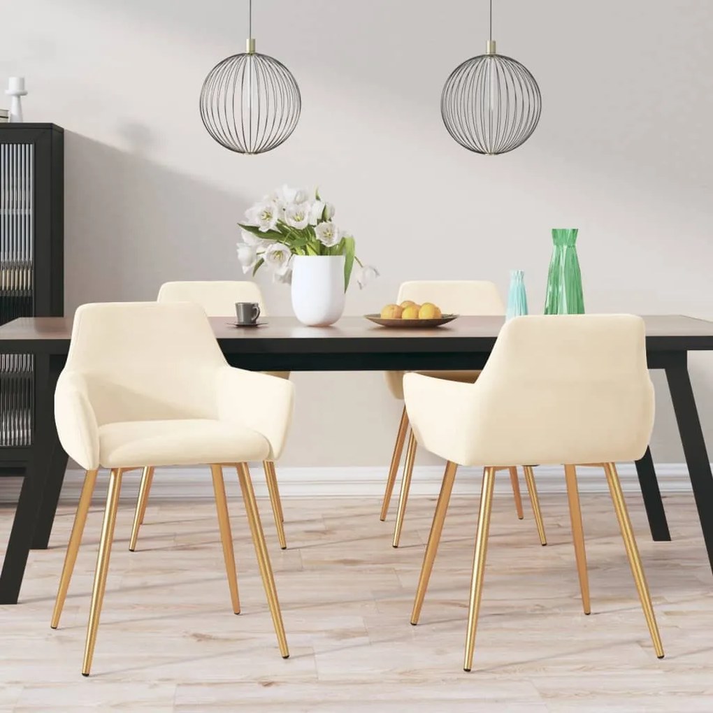vidaXL Cadeiras de jantar 4 pcs veludo cor creme