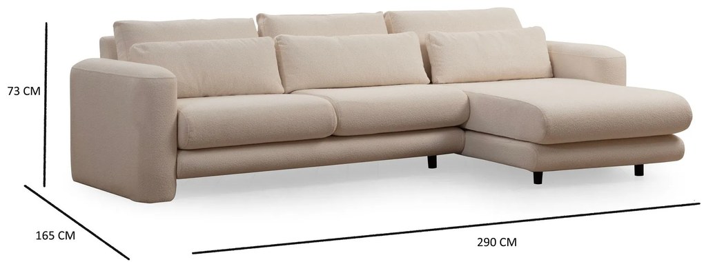 Sofá de Canto Lily – Creme – 290 x 165 cm