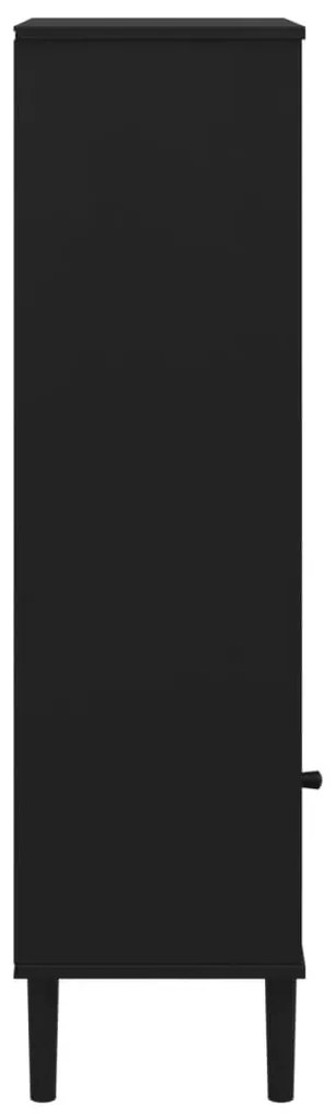 Estante SENJA aspeto de vime 60x35x130 cm pinho maciço preto