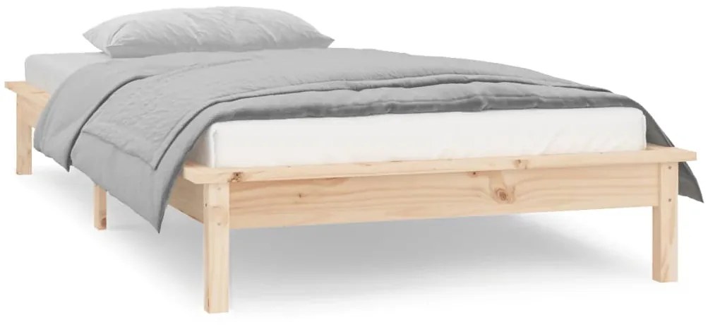 Estrutura de cama c/ LEDs 90x200 cm madeira maciça