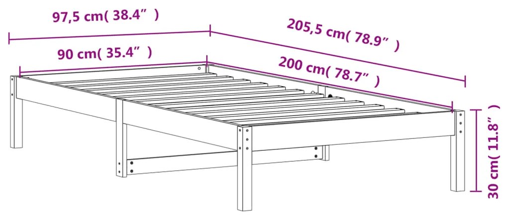 Sofá-cama sem colchão 90x200 cm pinho maciço castanho-mel