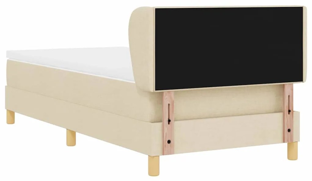Camas Box Spring com Colchão - Creme, 100x200 cm, Tecido