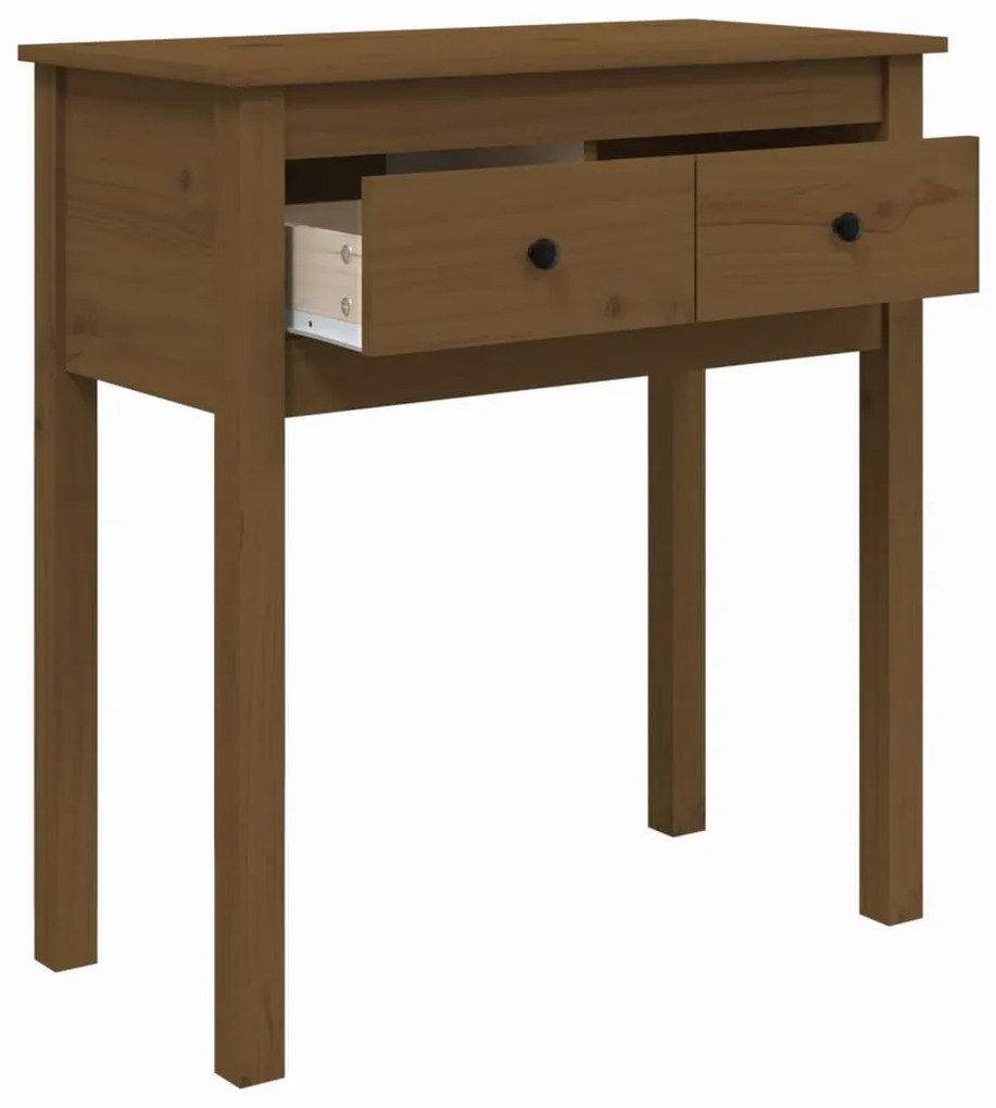 Mesa consola 70x35x75 cm madeira de pinho maciça castanho mel