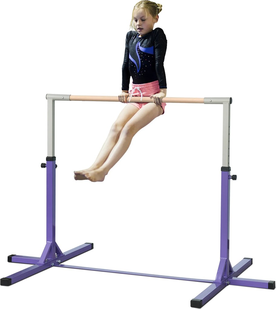 Barra de Ginástica para Crianças com Altura Ajustável 92-150 cm Barra Horizontal de Ginástica 194x121x150 cm Roxo