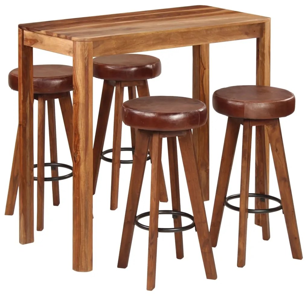 Conjunto de bar 5 pcs 115x56x107 cm madeira maciça