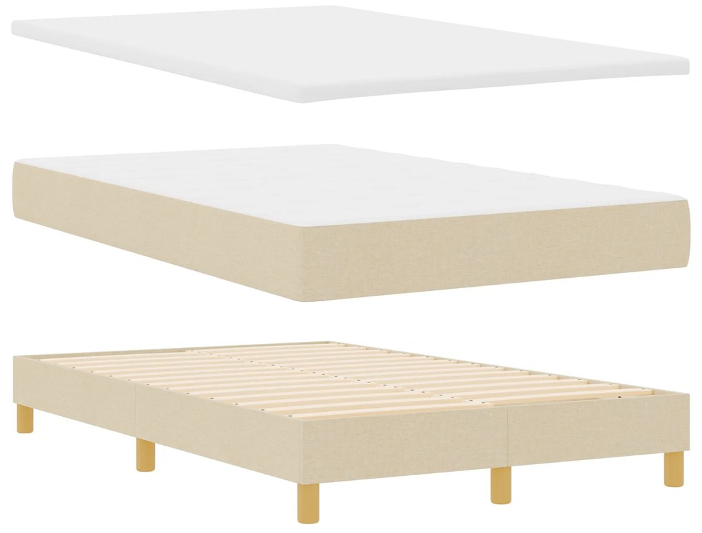 Cama Box Spring com Colchão Creme 120x200 cm Tecido