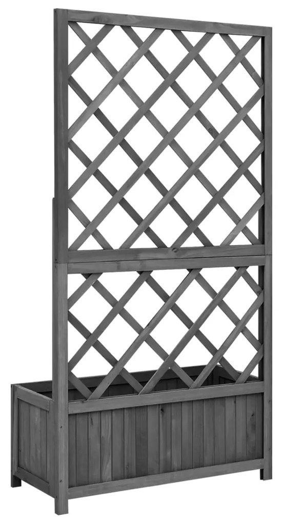Vaso com treliça para jardim 70x30x135 cm abeto maciço preto