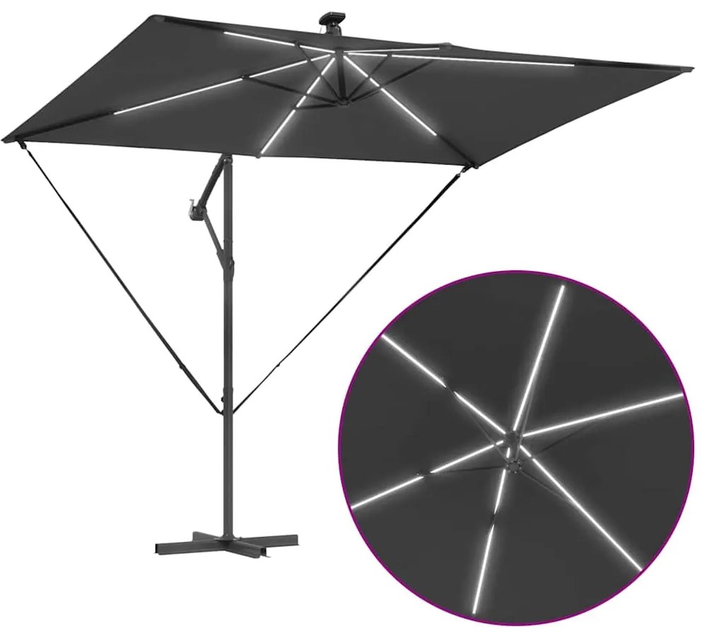 Guarda-sol de Bananeira Cantilever Antracite 294 x 200 x 254 cm