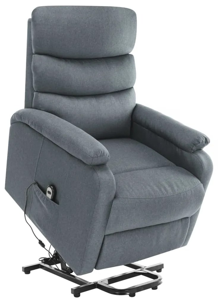 vidaXL Poltrona elevatória de massagens tecido cinzento-claro
