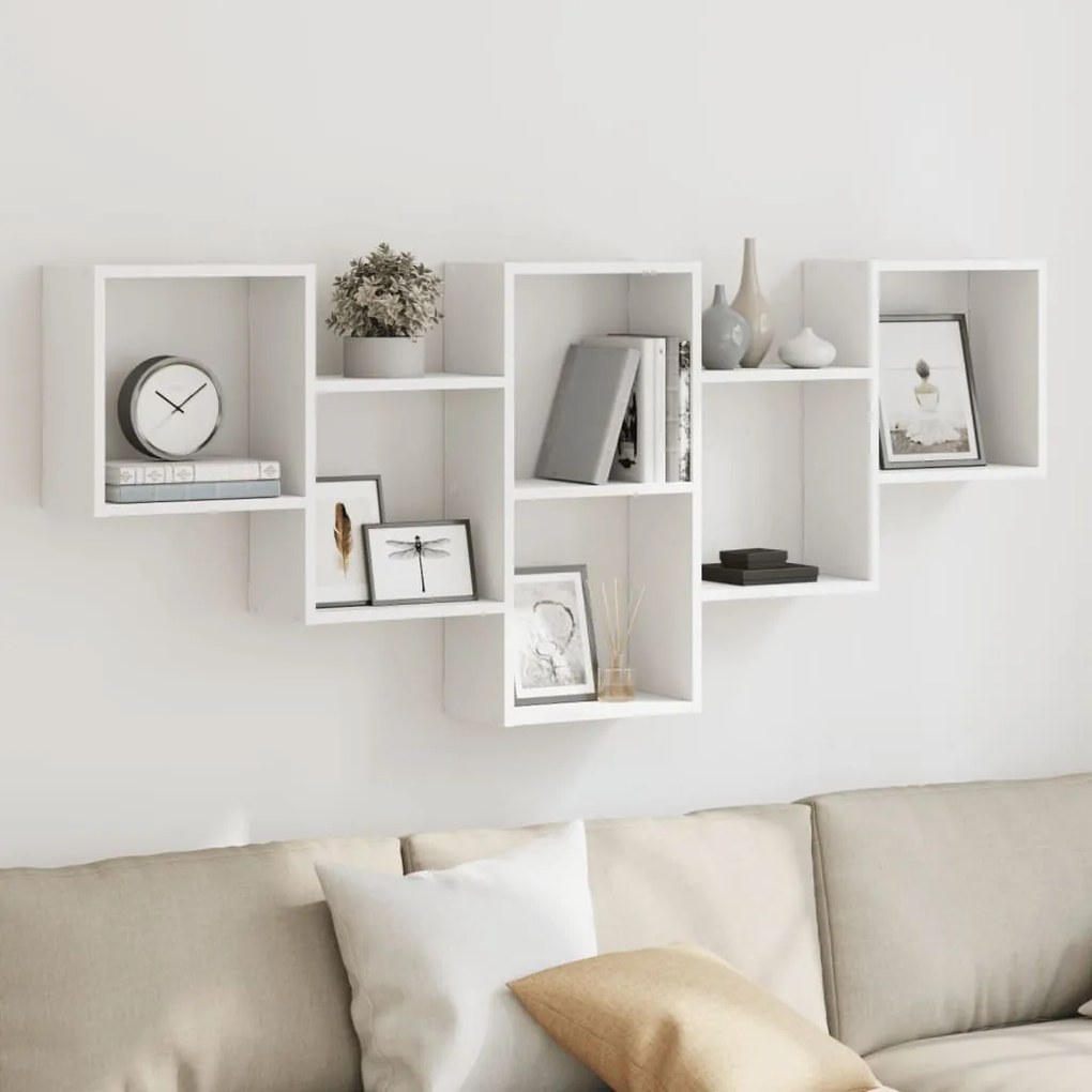 vidaXL Prateleira de parede 159x18x66 cm derivados de madeira branco