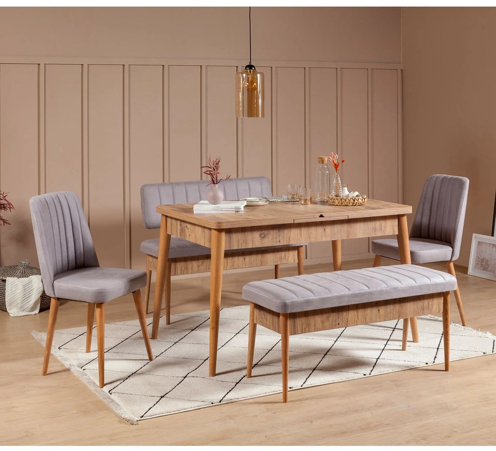 Conjunto de Mesa de Jantar Extensível e Cadeiras Vina – Pinho Atlântic