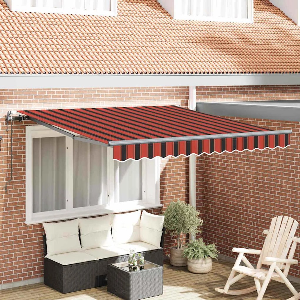 Toldo Retrátil Automático em Laranja e Marrom, 300x250 cm
