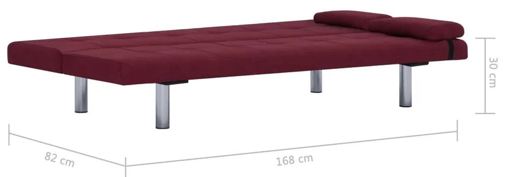 Sofá Cama Vivian - Cor Vermelho Escuro - Em Tecido, Estrutura em Madei