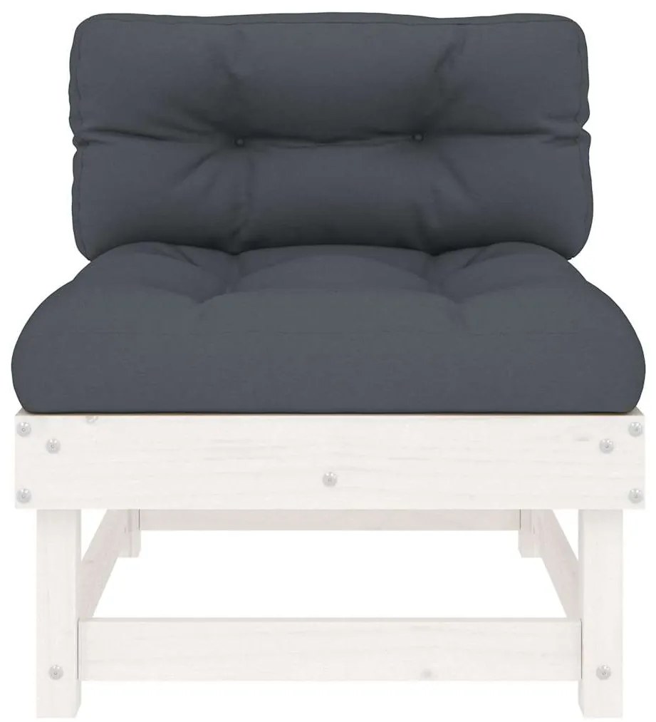 Sofás de centro com almofadões 2 pcs pinho maciço branco