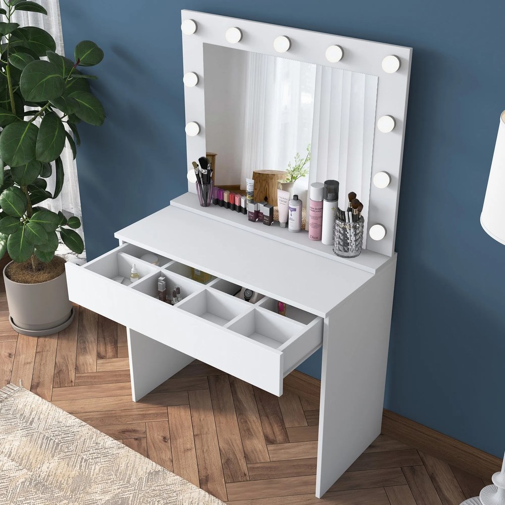 Mesa de Maquilhagem BJ120 – Branco – 90 cm x 76,8 cm x 45 cm