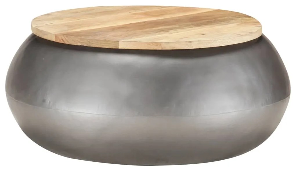 Mesa de centro 68x68x30 cm madeira de mangueira maciça cinzento