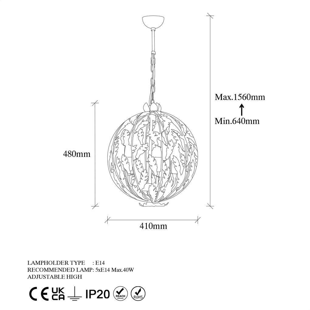 Candeeiro Chandelier Endustriyel – Multicolor – 41 x 41 x 64 cm
