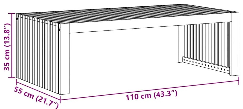 Mesa de Centro 110x55x35 cm Madeira Sólida Acácia