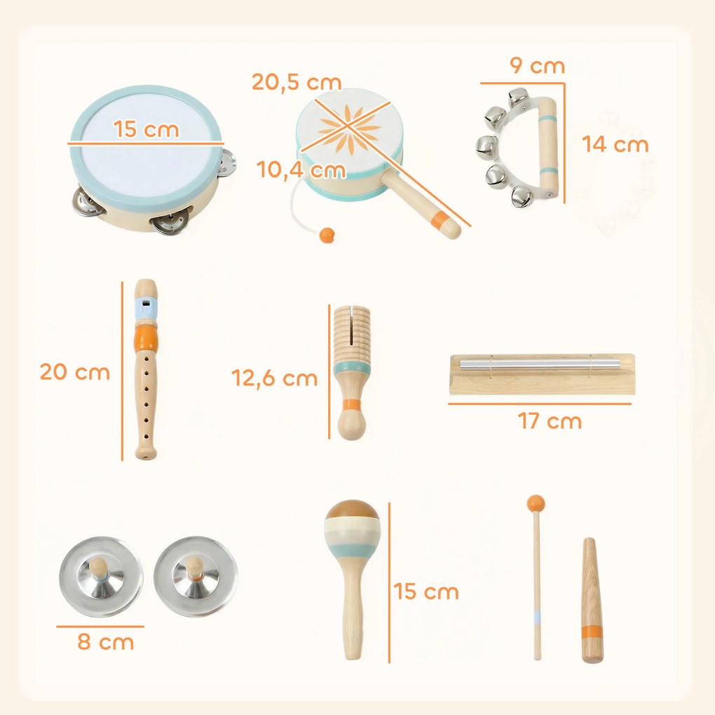 Instrumentos musicais para crianças, brinquedos musicais de madeira inspiradores, com pandeiro e maracas, para crianças a partir dos 3 anos