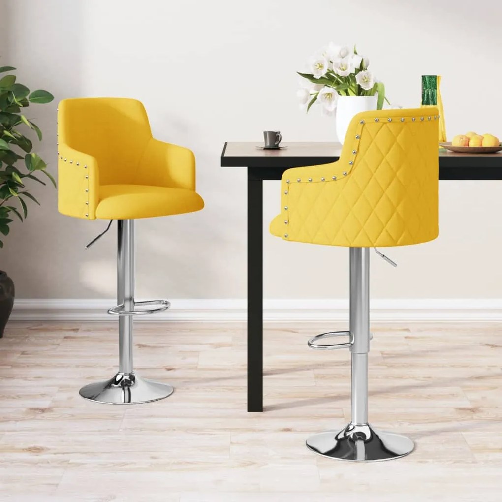 vidaXL Bancos de bar 2 pcs tecido amarelo mostarda