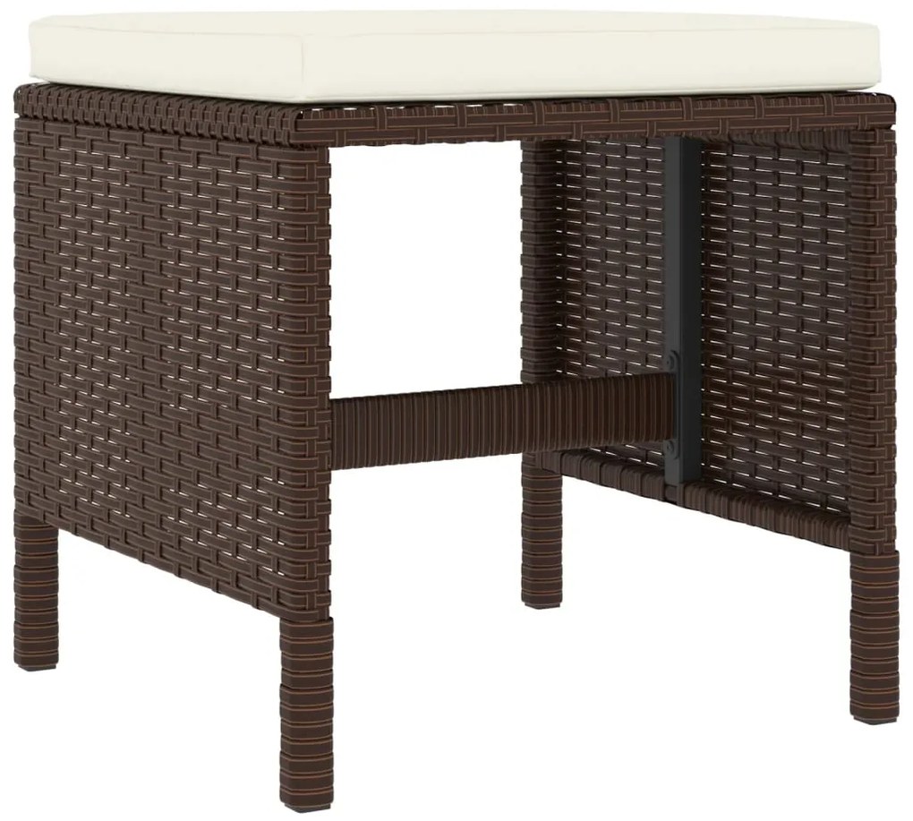 6 pcs conjunto jantar p/ jardim c/ almofadões vime PE castanho