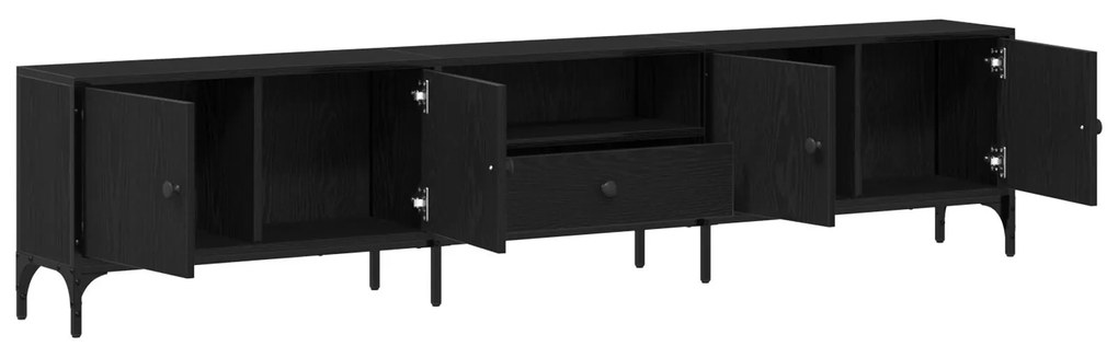 Armário para TV vidaXL com Gaveta Preto Carvalho 200x25x44 cm Madeira