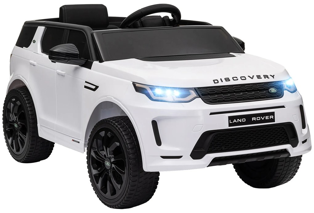 AIYAPLAY Carro Elétrico para Crianças acima de 3 Anos com Licença Land Rover Discovery Sport Carro Elétrico Infantil com Bateria 12V Controlo Remoto Faróis Buzina e Música 106x65,5x51 cm Branco | Aosom Portugal