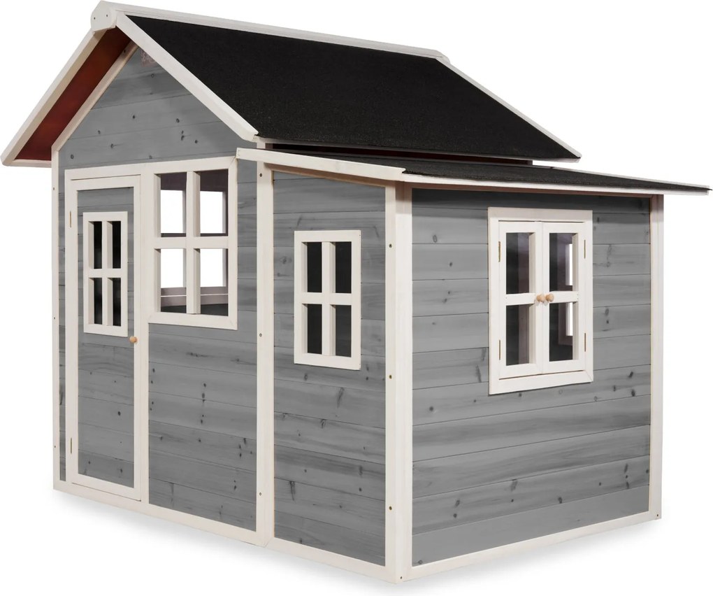 Casa de brincar infantil exterior para crianças Loft 150 em madeira - Cinzenta