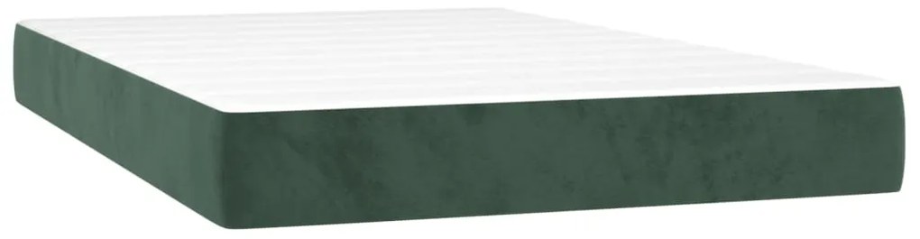 Cama box spring c/ colchão/LED 120x200 cm veludo verde-escuro
