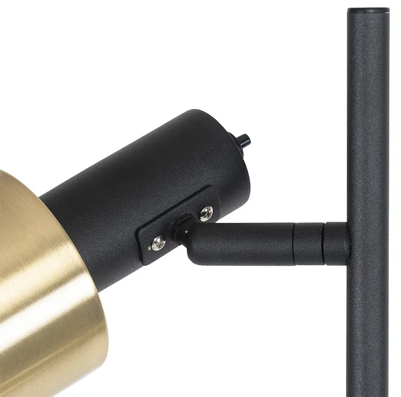 Candeeiro de pé design preto com dourado 2-luzes - Stijn Moderno