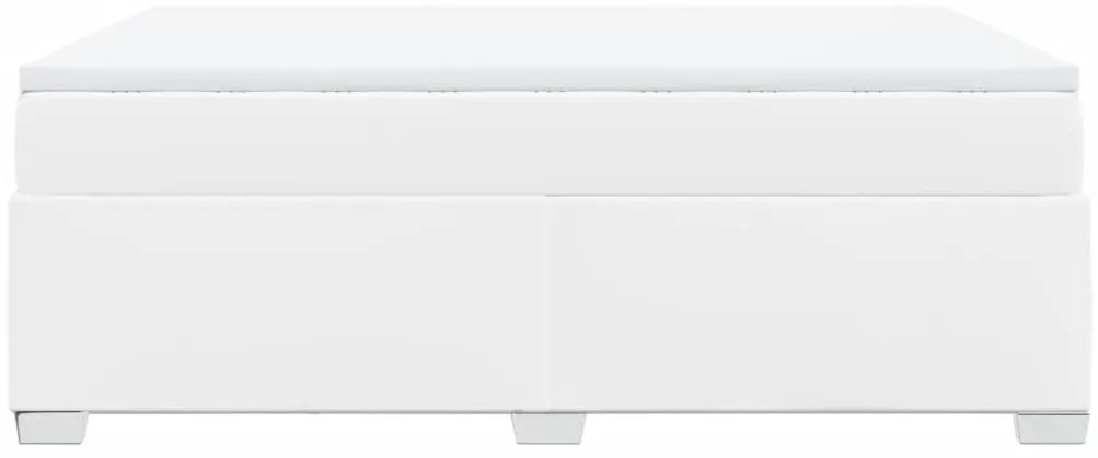 Cama com molas/colchão 160x200 cm couro artificial branco
