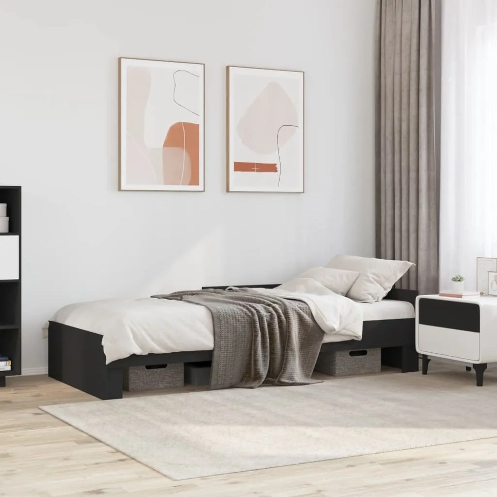 vidaXL Estrutura de cama 90x190 cm derivados de madeira preto