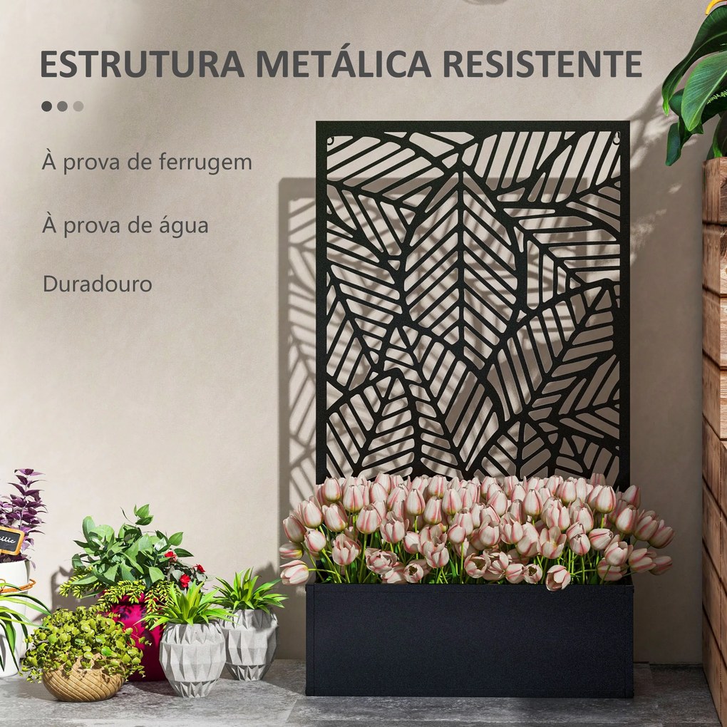 Treliça Exterior com Floreira de Metal Floreira de Parede ou Independente para Cultivos 61x23x113 cm Preto