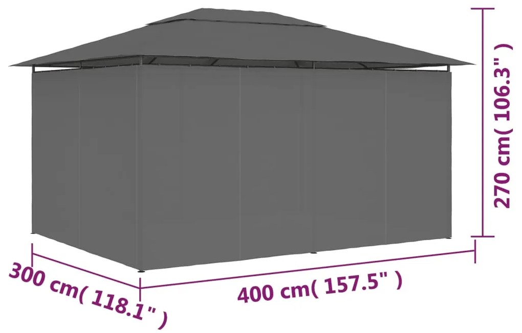 Tenda de jardim com cortinas 4x3 m antracite