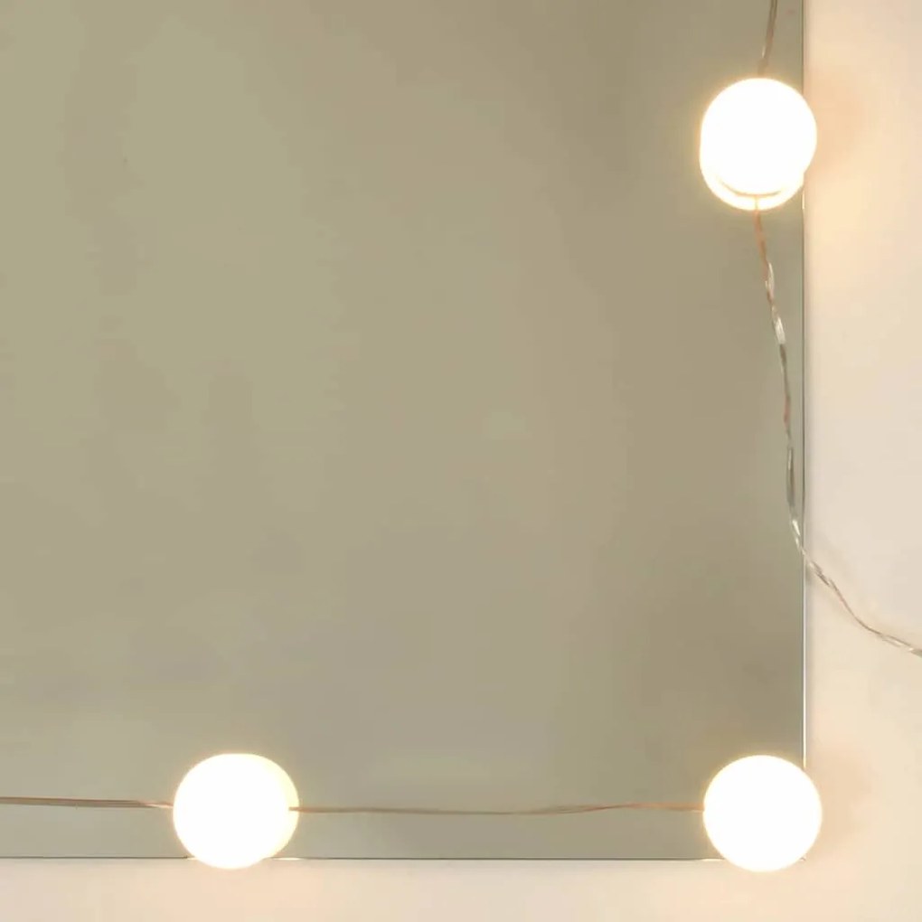 Mesa de Maquiagem com Espelho e Luzes LED Madeira Velha Madeira Recons